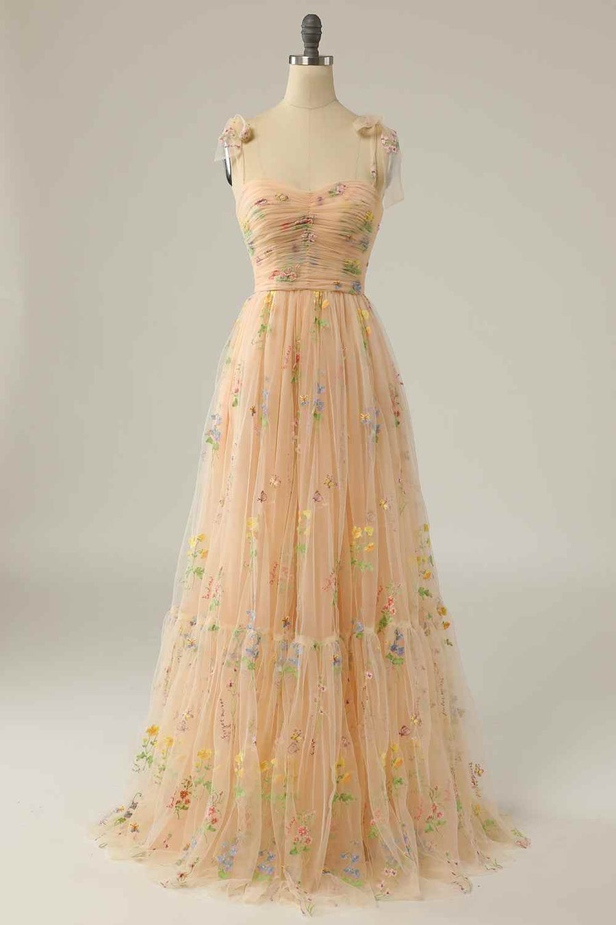Tulle A-Line Floral Appliques Sweetheart Prom Party Dress