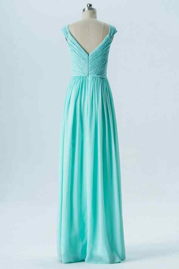 spa colored bridesmaid dresses A-line Sheer Straps Sweetheart Pleated Chiffon Long Dress Spa / US 6 line cut luxury wear Simplee Women's Spring New Size:44 Regular Jacket+38 Waist Adjust 34to40)(Height: 5'7
