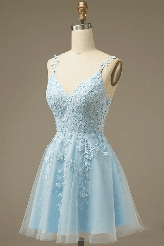 Baby blue homecoming dresses short sales