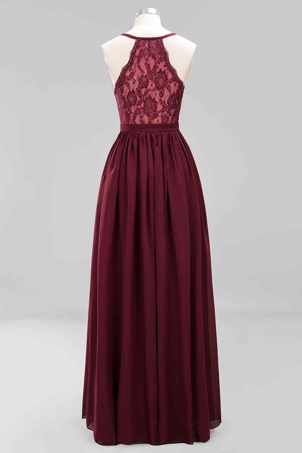 Burgundy A-line Sweetheart Sleeves Pleated Chiffon Long Bridesmaid Dress Burgundy / US 10 Burgundy A-line Sweetheart Sleeves Pleated Chiffon Long Bridesmaid Dress Burgundy / US 10