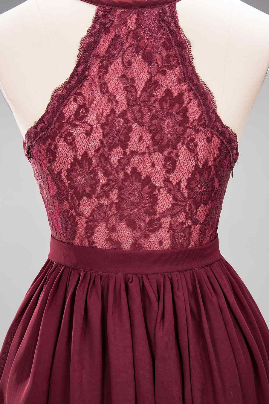 Burgundy A-line Sweetheart Sleeves Pleated Chiffon Long Bridesmaid Dress