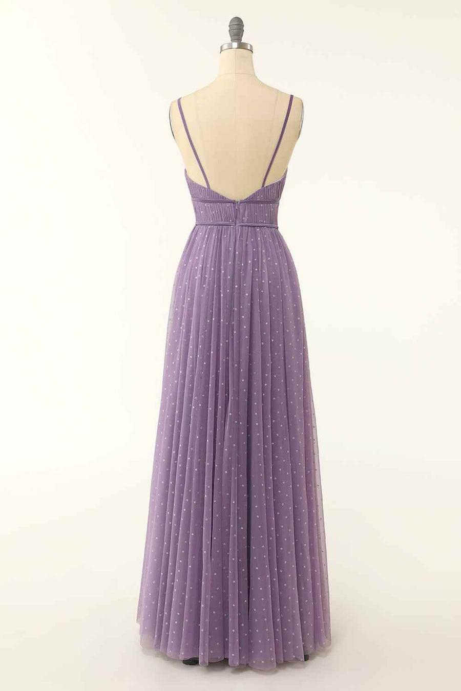 Lavender V-Neck A-Line Sleeveless Party Prom Dress