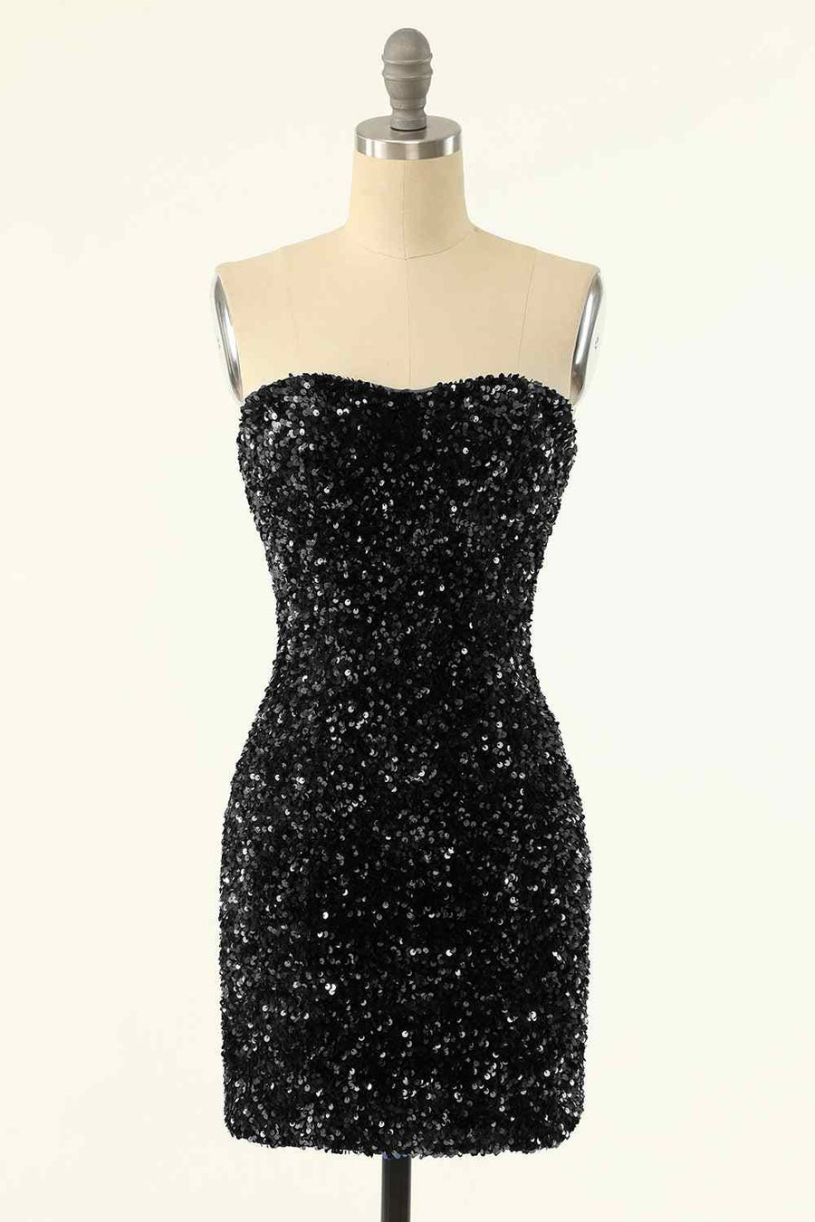 Sheath Strapless Sequins Mini Homecoming Dress