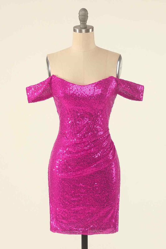 One Shoulder Blue Sequin Bodycon Homecoming Dress Y2728 main image 1