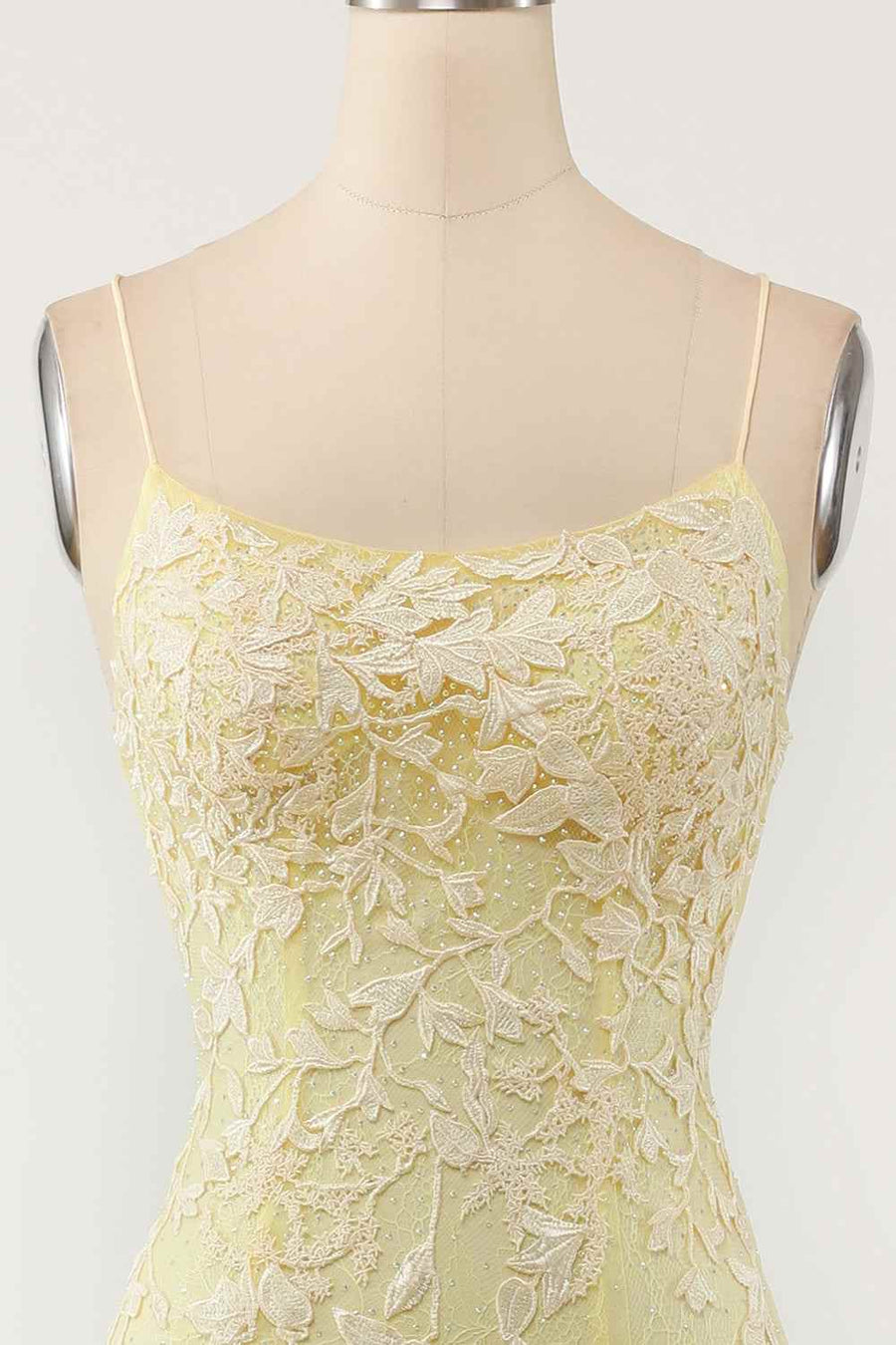 Mermaid Tulle Bateau Lace-Up Lace Appliques Prom Dress