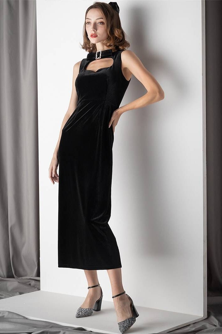 Black Velvet Midi Dress Black / US 2 Black Velvet Midi Dress Black / US 2