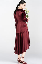 Burgundy Midi Wrap Dress Burgundy / Custom Size Burgundy Midi Wrap Dress Burgundy / Custom Size