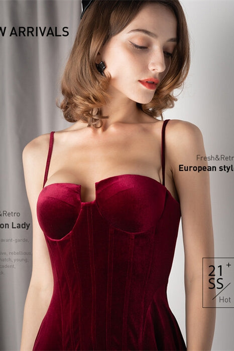 Burgundy Velvet Knee Length Dress Burgundy / US 4 Burgundy Velvet Knee Length Dress Burgundy / US 4