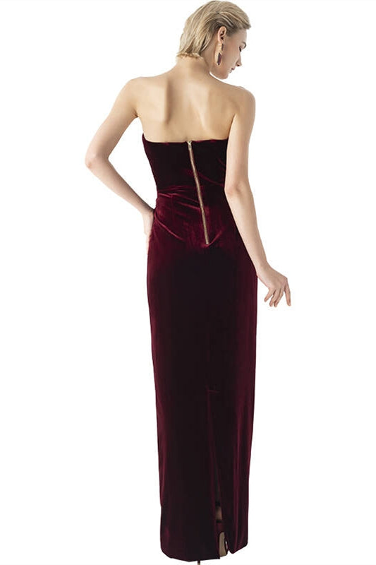 burgundy velvet long dress Burgundy / US 2 Size:dress size pants40 Machine wash at low college Cute A Line Sweetheart