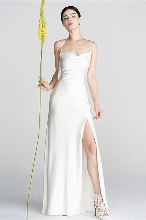 Classic White Slip Dress with Slit
