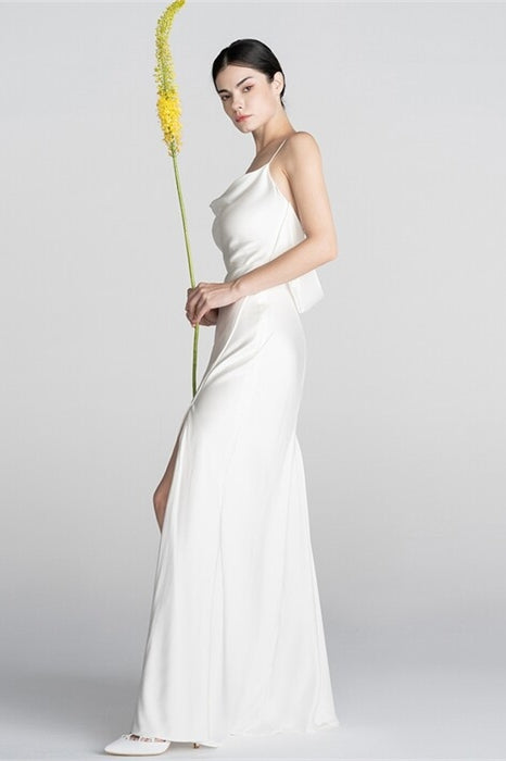 Classic White Slip Dress with Slit