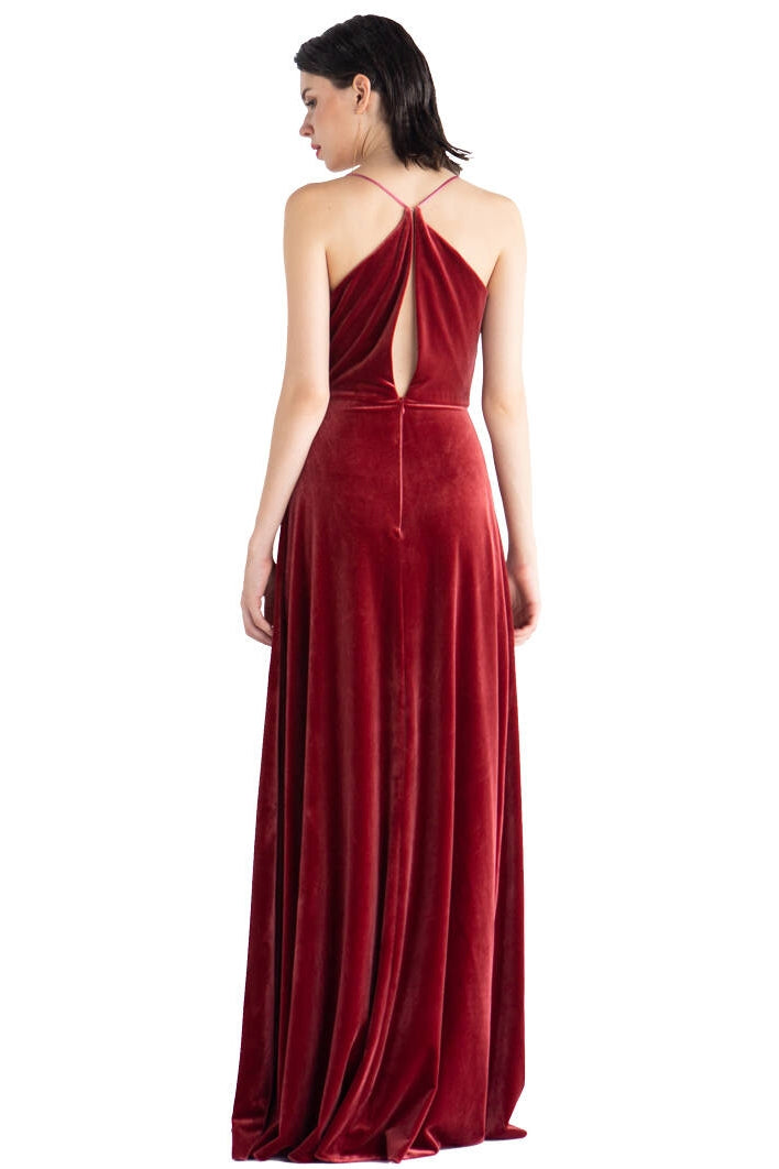 Cowl Neck Burgundy Velvet Long Dress Burgundy / US 12 Cowl Neck Burgundy Velvet Long Dress Burgundy / US 12