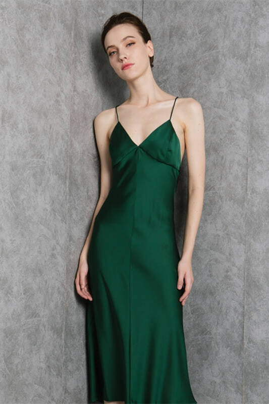 Dark Green Midi Slip Dress