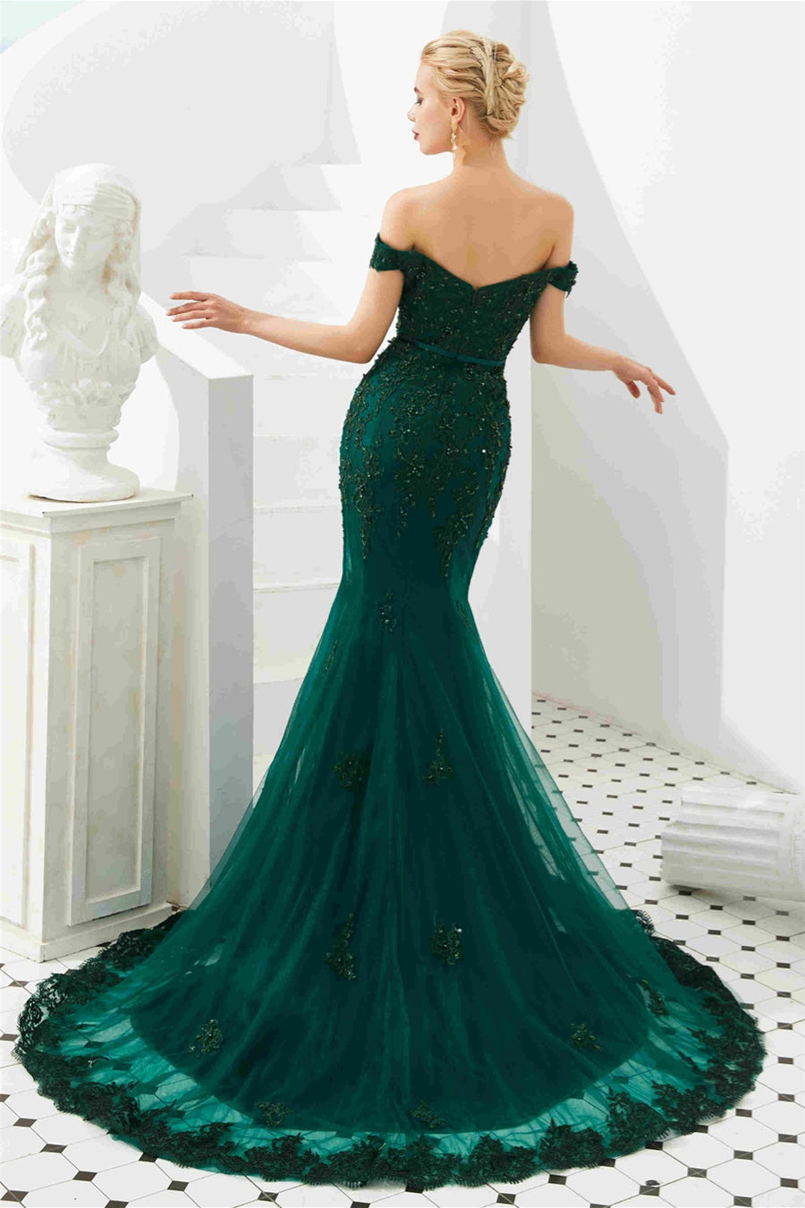 Mermaid Off-Shoulder Empire Lace Party Prom Dress