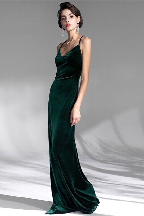 Dark Green Velvet Long Dress