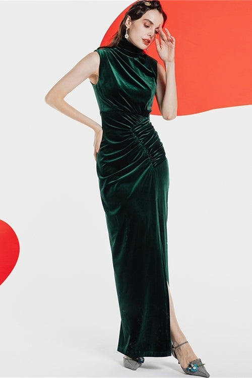 High Neck Dark Green Velvet Fitted Party Prom Dress | Joyofdress High Neck Dark Green Velvet Fitted Party Prom Dress | Joyofdress