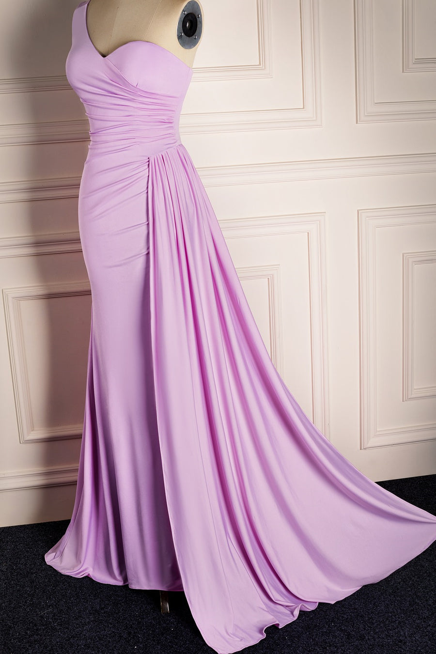 Lilac Mermaid Single Strap Satin Long Bridesmaid Dress Lilac / US 2