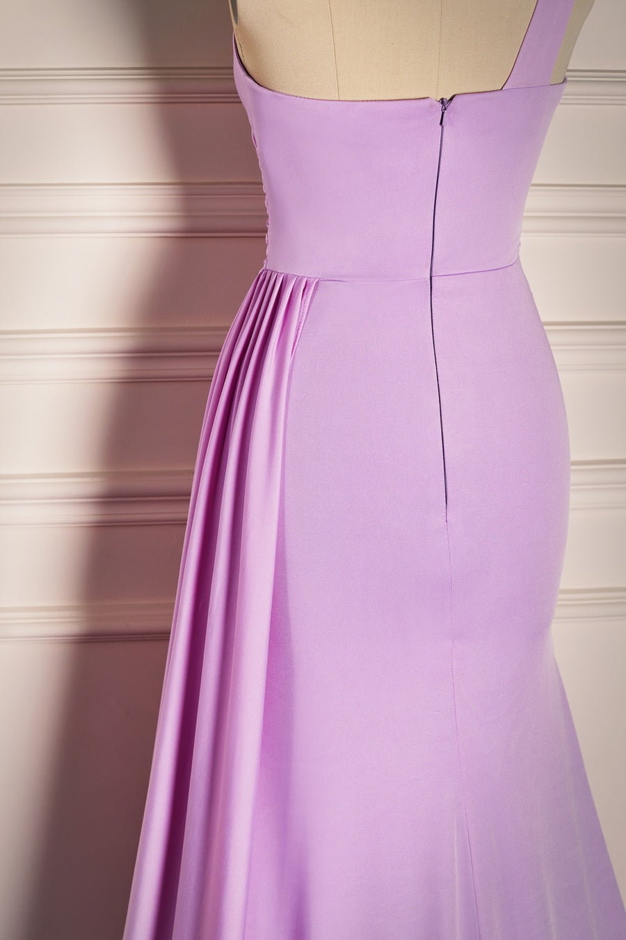 Lilac Mermaid Single Strap Satin Long Bridesmaid Dress Lilac / US 2 Lilac Mermaid Single Strap Satin Long Bridesmaid Dress Lilac / US 2
