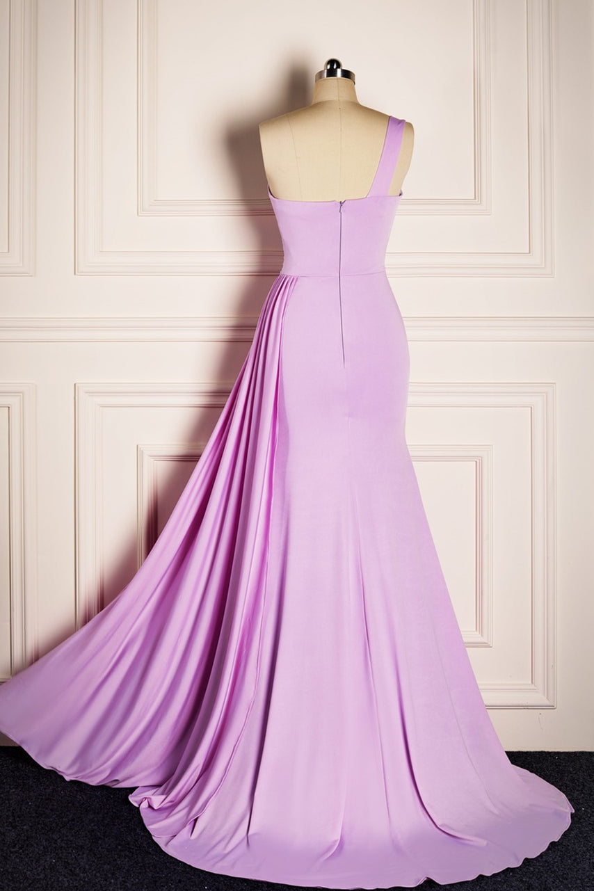 Lilac Mermaid Single Strap Satin Long Bridesmaid Dress Lilac / US 2 Lilac Mermaid Single Strap Satin Long Bridesmaid Dress Lilac / US 2