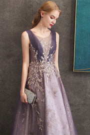 Luxurious Purple Long Evening Dress