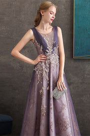 Luxurious Purple Long Evening Dress