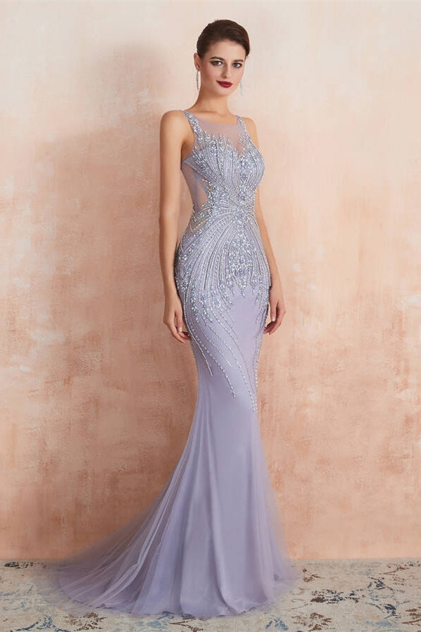 Luxury Lavender Mermaid Long Evening Dress