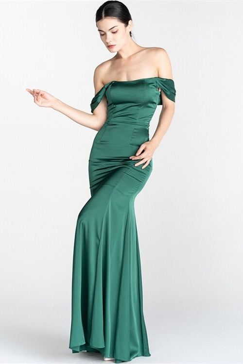 Mermaid Green Off the Shoulder Long Dress