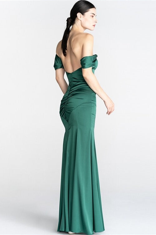 Mermaid Green Off the Shoulder Long Dress – Joyofdress