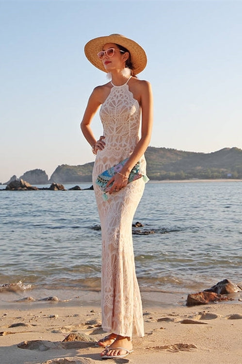 Mermaid White Lace Boho Dress