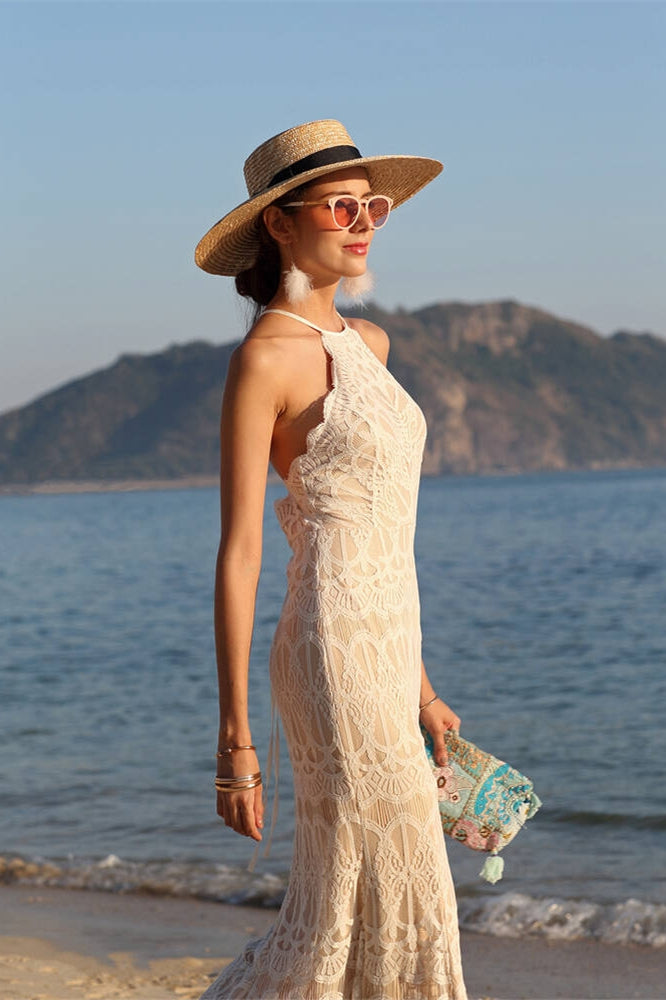 Mermaid White Lace Boho Dress