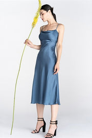 Misty Blue Midi Slip Dress