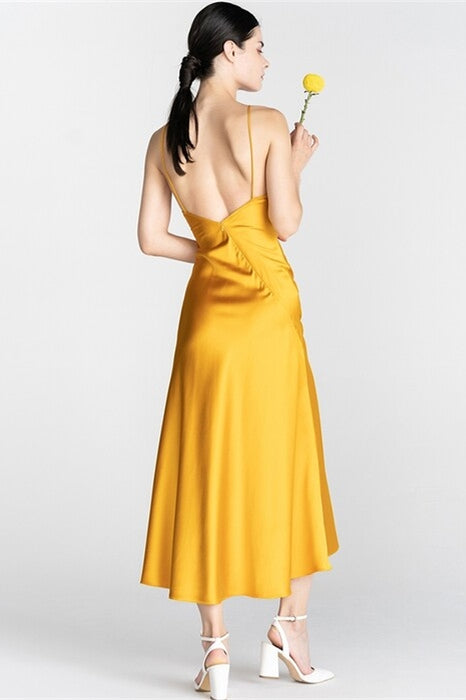 Mustard Yellow Mini Slip Dress