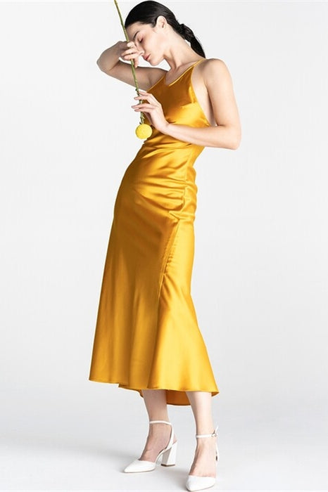 Mustard Yellow Mini Slip Dress