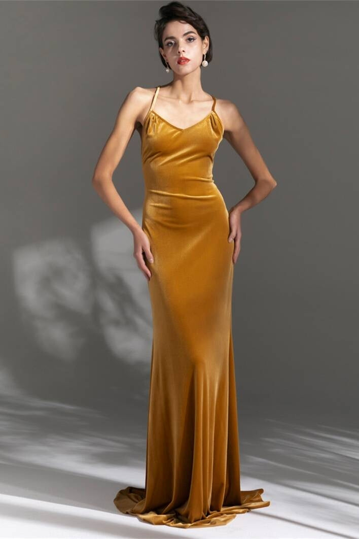 Prom Dress Yellow Crushed Velvet Dress Yellow Velvet Lace Appliqued Long Train Prom Dress Prom Dress Yellow Crushed Velvet Dress Yellow Velvet Lace Appliqued Long Train Prom Dress