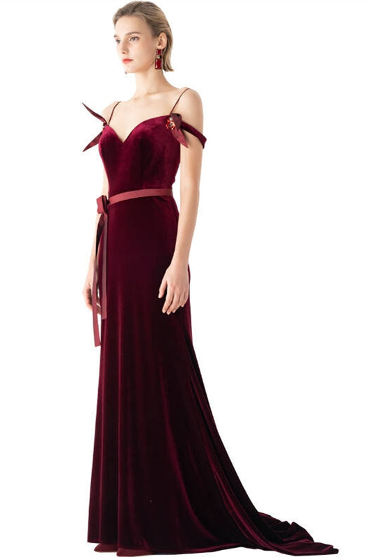 Off the Shoulder Mermaid Burgundy Dress