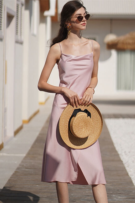 Pink Knee Length Slip Dress Pink / US 10