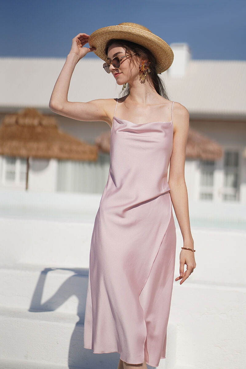 Pink Knee Length Slip Dress