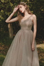 Polk Dots Tea Length Vintage Style Dress