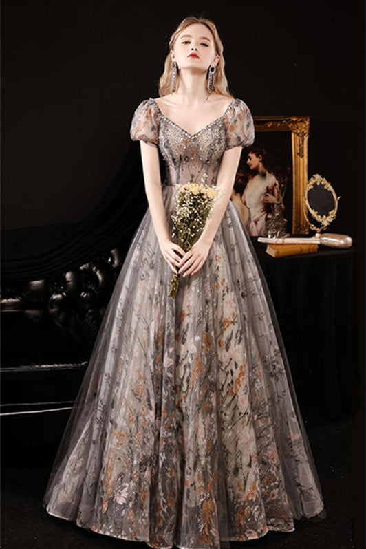 Princess Black Flora Long Formal Gown