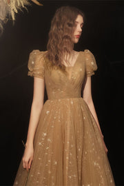 Princess Champagne Tea Length Dress