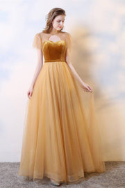 Princess Gold A-line Long Party Dress