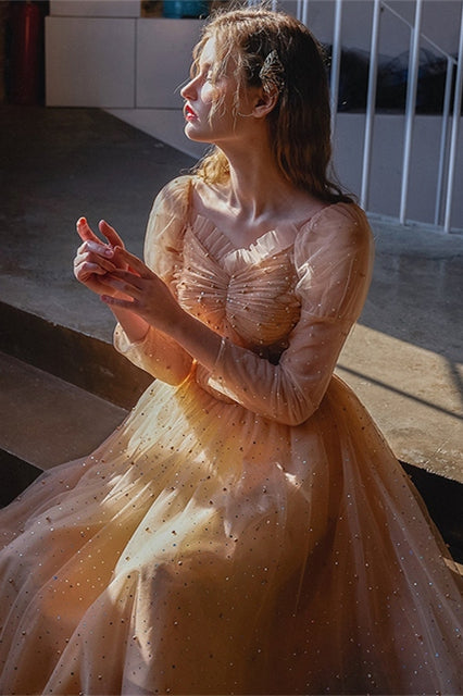 Princess Gold Tulle Party Dress