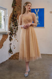 Princess Gold Tulle Party Dress