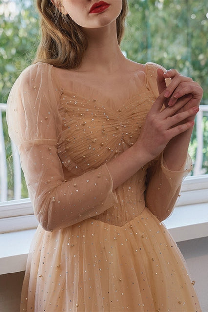 Princess Gold Tulle Party Dress