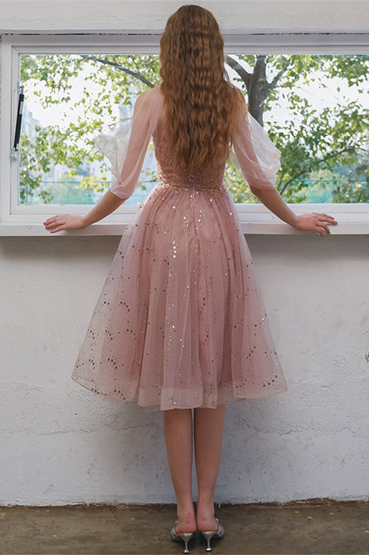 Princess High Neck Blush Pink Party Dress