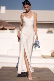 White Chiffon Fitted Maxi Dress