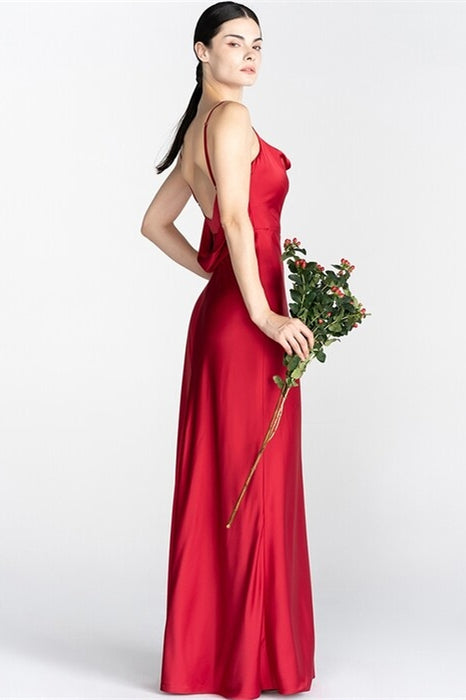 Red Long Slip Dress with Slit