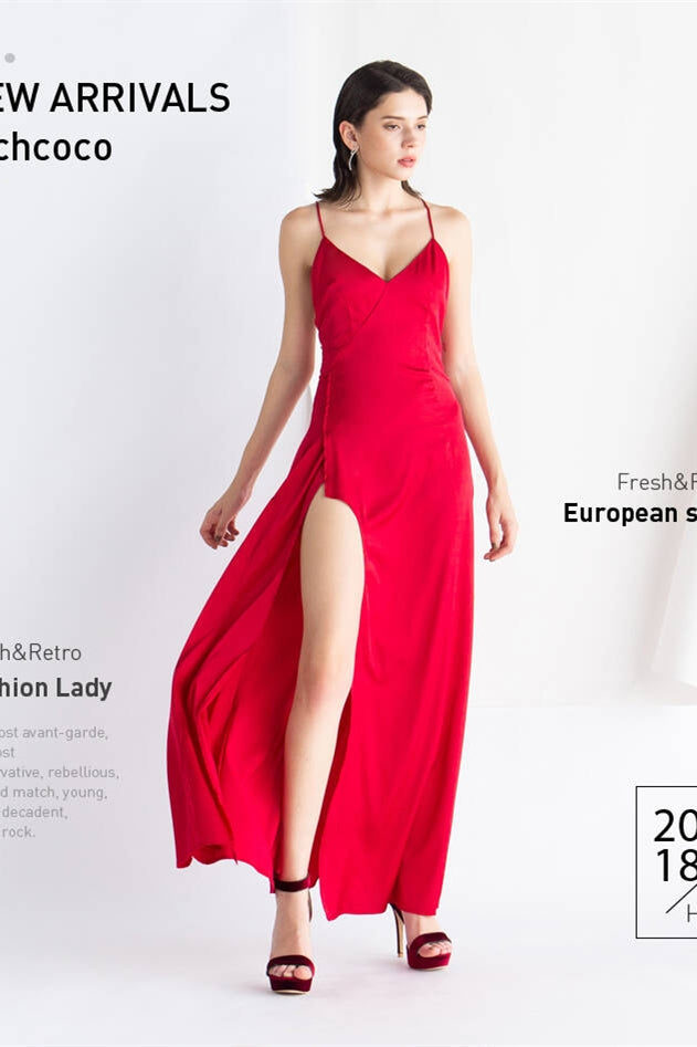 Red Straps Long Slip Dress
