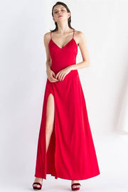 Red Straps Long Slip Dress