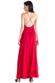 Red Straps Long Slip Dress